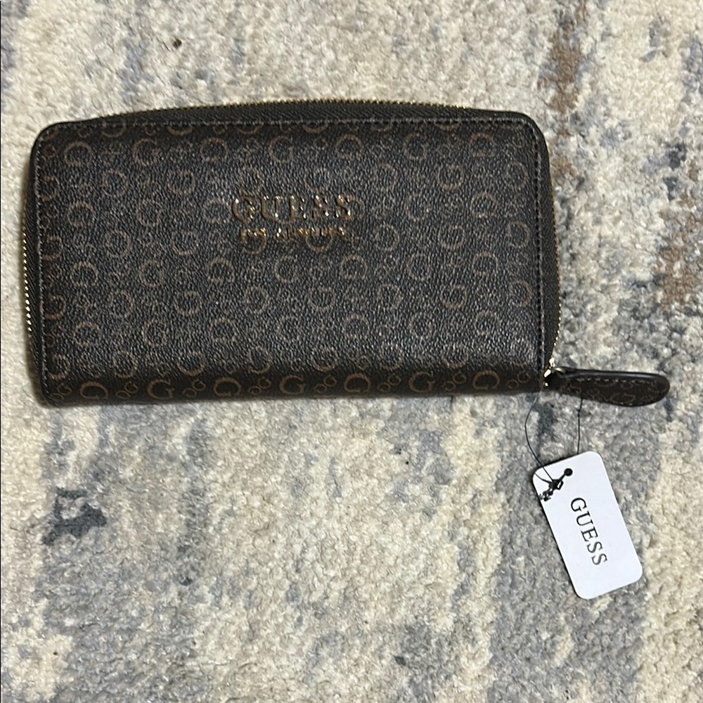 Guess Brown Zip-Around Wallet